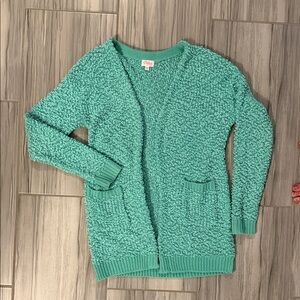 Pulse Teal Textured Open-Front Cardigan